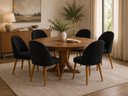 Ver imagem 1 de Kit 6 Cadeiras Lua Estofada Moderna Sala de Jantar Suede Preto