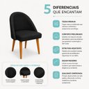 Ver imagem 6 de Kit 6 Cadeiras Lua Estofada Moderna Sala de Jantar Suede Preto