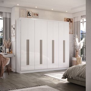 Guarda-roupa Casal Gigante 8 Portas 2 Gavetas 2,40m com 13 Prateleiras Organizadoras Closet