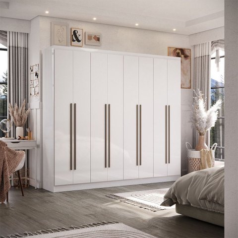 Guarda-roupa Casal Gigante 8 Portas 2 Gavetas 2,40m com 13 Prateleiras Organizadoras Closet