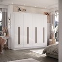 Ver imagem 1 de Guarda-roupa Casal Gigante 8 Portas 2 Gavetas 2,40m com 13 Prateleiras Organizadoras Closet