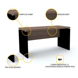 MESA P/ ESCRITÓRIO 120X60 PANDIN PE40 - WALNUT M1200PE40 - 3