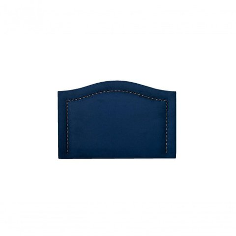Cabeceira Solteiro 90x60 Suede Azul Tachas Fumê
