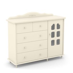 Dormitório Infantil Provence New Guarda Roupa, Cômoda Plus e Berço Off White com Colchão - Matic Móv - 5