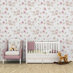 Papel de parede infantil floral fores menina rosa para quarto de bebê M² PP117 - 4