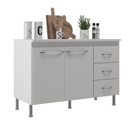 Balcão Modulado para Cozinha com Tampo Fidelitá Viena 120cm 2 Portas 3 Gavetas - 3