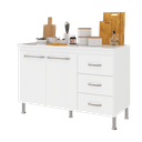 Ver imagem 2 de Balcão Modulado para Cozinha com Tampo Fidelitá Viena 120cm 2 Portas 3 Gavetas
