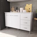 Ver imagem 1 de Balcão Modulado para Cozinha com Tampo Fidelitá Viena 120cm 2 Portas 3 Gavetas