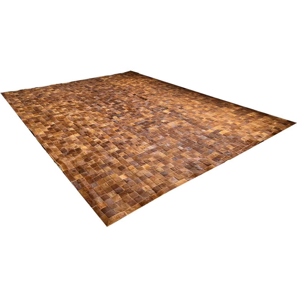 Tapete de couro castanho 3,00x4,00 com borda peça 7x7cm - 2