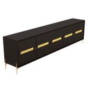 Ver imagem 1 de Balcão Buffet Paraty 273 Cm 5 Portas Pés Metal e Palhinha Laca