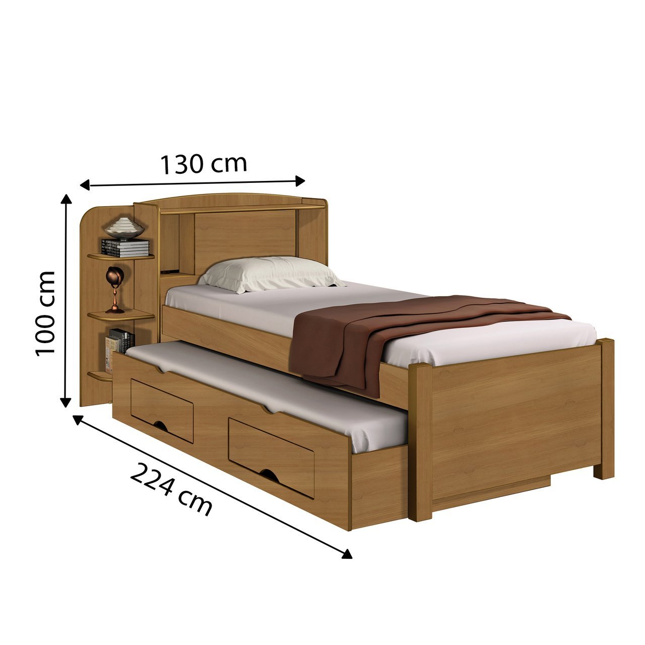 Cama Solteiro Milênio Plus com Baú e Box com 2 Gavetas D'Doro Móveis - CINAMOMO D'DORO MÓVEIS - 2