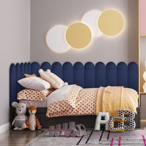 Kit 14 Placas Cabeceira Nuvem Estofada para Cama Box - Módulo 20 Cm X 60 Cm:azul