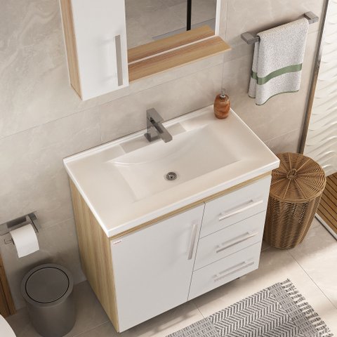 Lavatório Patinada de Mármore Sintético 80cm