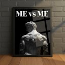 Ver imagem 1 de Quadro Decorativo Me Vs Me Motivação com Vidro