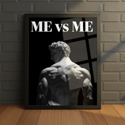 Quadro Decorativo Me Vs Me Motivação com Vidro