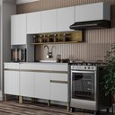 Ver imagem 1 de Armário de Cozinha Completa 150 com Balcão para Pia 9 Portas Line - Freijó/supremo