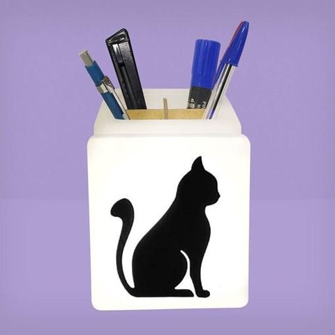 Organizador de Mesa Iluminado Gato Preto