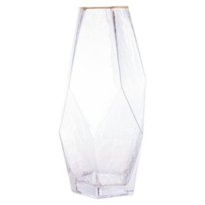 Vaso com Borda Dourada Wolff Taj de Vidro 13cm x 28,5cm