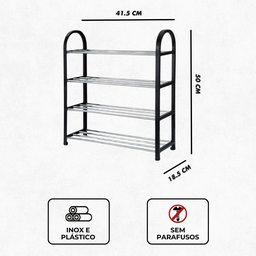 Sapateira de Porta Entrada 8 Pares Calçados Inox Premium Forte - 6