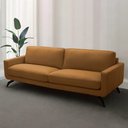 Ver imagem 1 de Sofá Decorativo Thalia 4 Lugares Sala de Estar 270cm Pés em Aço Couro Caramelo G88 - Gran Belo
