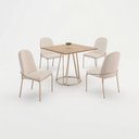 Ver imagem 2 de Conjunto para Sala de Jantar Mesa Ômega Tampo Quadrado 90x90cm com 4 Cadeiras Rubi