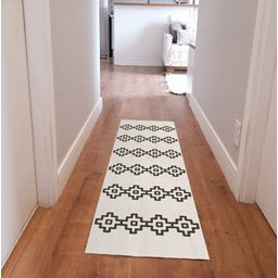 Tapete Passadeira Boho Ponto Cruz 45x140cm Natural/Preto - Antiderrapante FASTLAR - 2