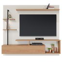 Ver imagem 1 de Painel Bancada Suspensa para TV até 58 Pol. Maragogi Off White/Freijó - Colibri