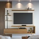 Ver imagem 2 de Painel Bancada Suspensa para TV até 58 Pol. Maragogi Off White/Freijó - Colibri