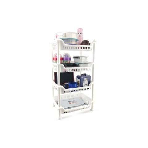 Prateleira Estante Fruteira Plástico Modular Multiuso 4 Andares Nitron Para Cozinha Lavanderia:Branc
