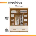 Ver imagem 3 de Guarda Roupas Casal com Espelho 4 Portas 4 Gavetas Miami Madeirado / Off White Moval