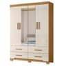Guarda Roupas Casal com Espelho 4 Portas 4 Gavetas Miami Madeirado / Off White Moval - 1