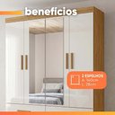 Ver imagem 5 de Guarda Roupas Casal com Espelho 4 Portas 4 Gavetas Miami Madeirado / Off White Moval