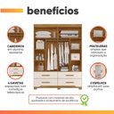 Ver imagem 4 de Guarda Roupas Casal com Espelho 4 Portas 4 Gavetas Miami Madeirado / Off White Moval