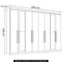 Ver imagem 4 de Guarda Roupa Casal 239cm 8 Portas 4 Gavetas com Espelho Vortex Jatobá S01 - Mpozenato
