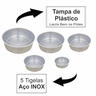 Conjunto de Tigelas Potes de Aço Inox 5 Tamanhos Tampa Plastica Organizador de Alimentos - 5
