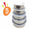 Conjunto de Tigelas Potes de Aço Inox 5 Tamanhos Tampa Plastica Organizador de Alimentos - 8