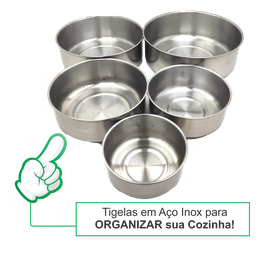 Conjunto de Tigelas Potes de Aço Inox 5 Tamanhos Tampa Plastica Organizador de Alimentos - 2 Conjunto de Tigelas Potes de Aço Inox 5 Tamanhos Tampa Plastica Organizador de Alimentos - 2