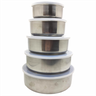 Conjunto de Tigelas Potes de Aço Inox 5 Tamanhos Tampa Plastica Organizador de Alimentos - 1