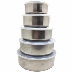 Conjunto de Tigelas Potes de Aço Inox 5 Tamanhos Tampa Plastica Organizador de Alimentos - 1 Conjunto de Tigelas Potes de Aço Inox 5 Tamanhos Tampa Plastica Organizador de Alimentos - 1