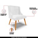 Ver imagem 4 de Kit 2 Cadeiras Decorativas Sala de Jantar Pés Palito de Madeira Firenze PU Branco Brilho/Natural G19