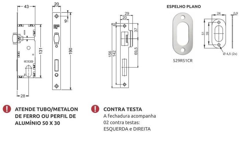 Fechadura Porta Pivotante Rolete Cromado - 2