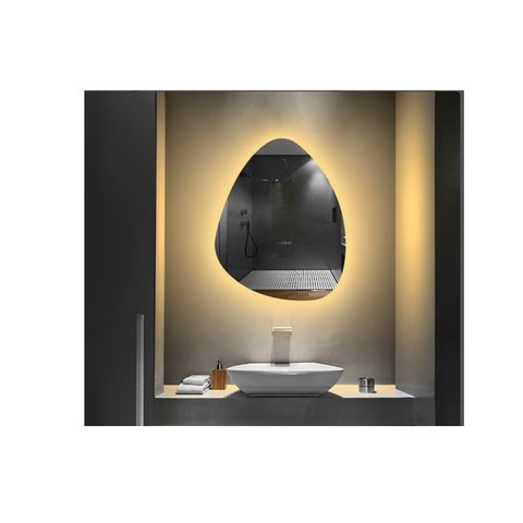 Espelho orgânico decorativo iluminado com led quente 80x90cm
