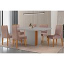 Ver imagem 1 de Conjunto: Mesa de Cozinha Pietã¡ Curvo 180cm + 6 Cadeiras Dakota Madeira Naturale/off White -