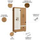 Ver imagem 3 de Guarda Roupa Solteiro 100cm 4 Portas Raely Atacama/off A15 - Mpozenato