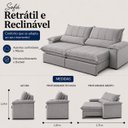 Ver imagem 3 de Sofá Genova Retrátil e Reclinável 220cm - Prata