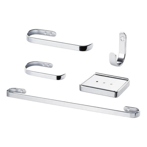 Kit Banheiro Th Shop Acessórios 5 Peças Alumínio Maciço Polido Aço Inox Resistente À Corrosão