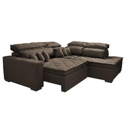 Sofá de Canto 2.60x2.36m Retrátil e Reclinável com Molas Cama inBox Platinum Direito Suede Café - 7