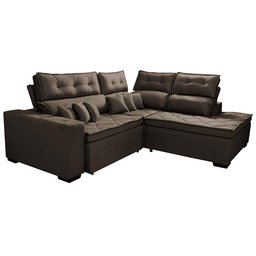 Sofá de Canto 2.60x2.36m Retrátil e Reclinável com Molas Cama inBox Platinum Direito Suede Café - 8
