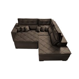 Sofá de Canto 2.60x2.36m Retrátil e Reclinável com Molas Cama inBox Platinum Direito Suede Café - 6