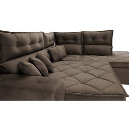 Sofá de Canto 2.60x2.36m Retrátil e Reclinável com Molas Cama inBox Platinum Direito Suede Café - 5